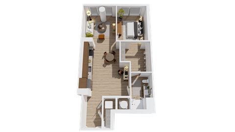 Floor plan for 1 bed, 1 bath, 784 sqft